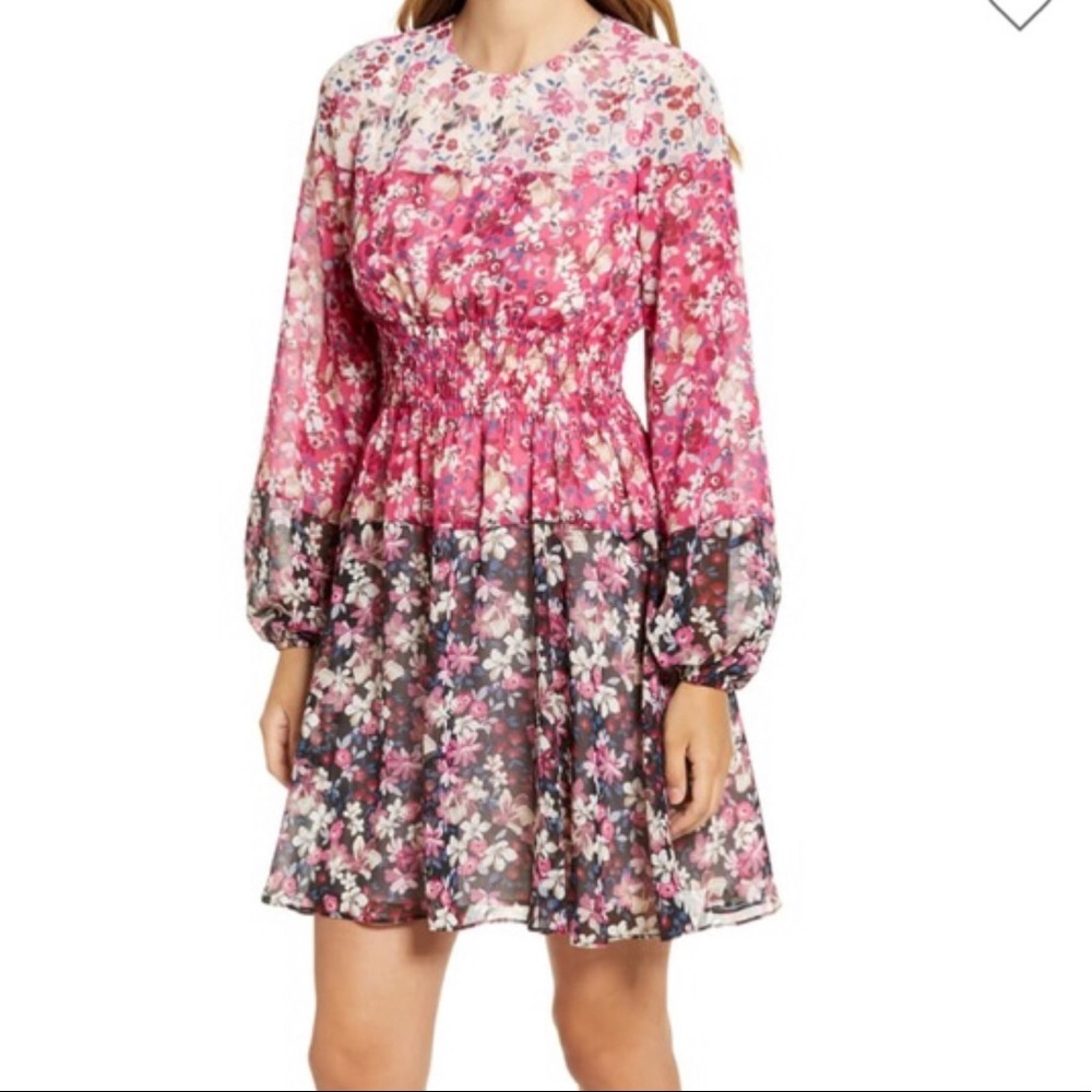Eliza J Floral long sleeved dress